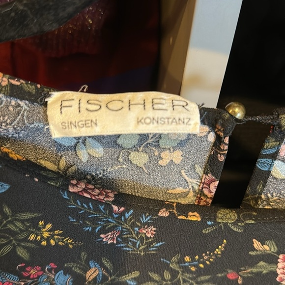 Fischer black/pink floral 3/4 sleeve back zipper/button closure romper size S - Picture 2 of 3